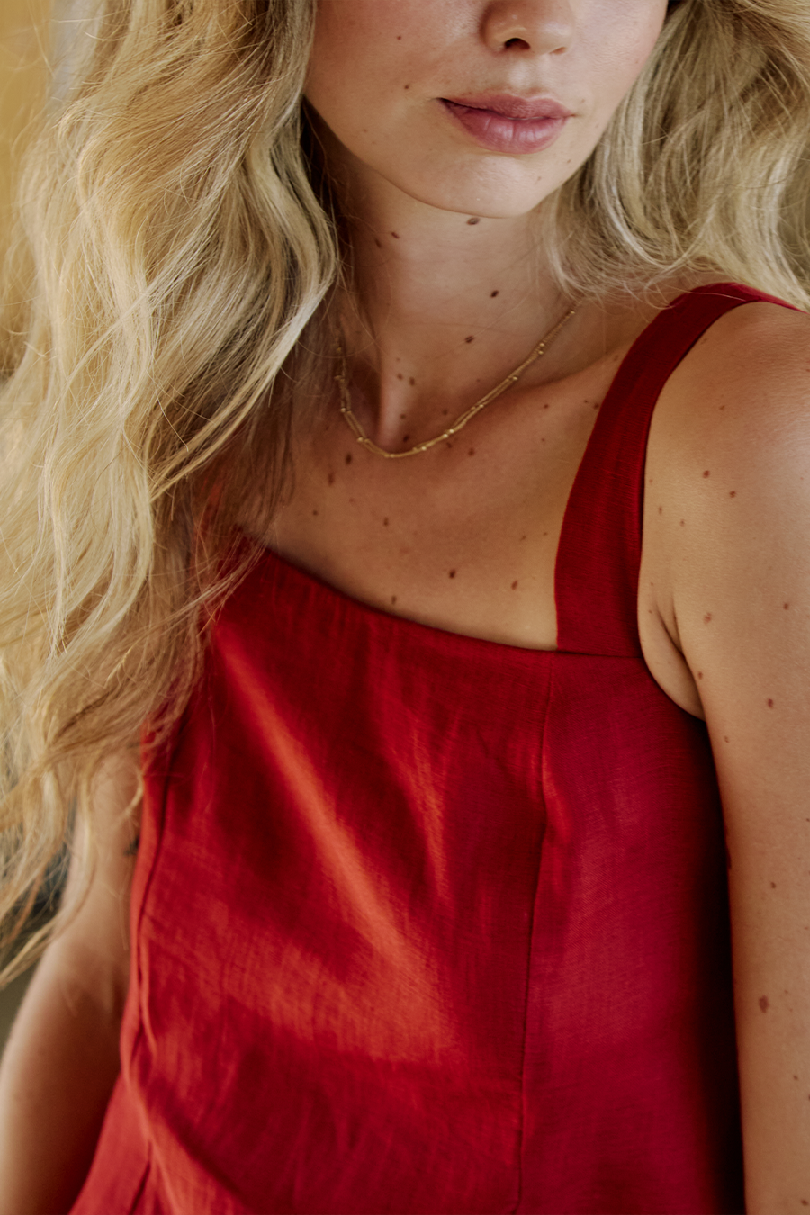 Daniela Midi Dress in Carmine – Linen Dresses | uma and leopold
