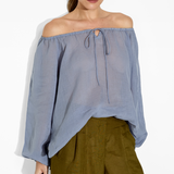 Helena Top in Denim – Cotton Tops | uma and leopold