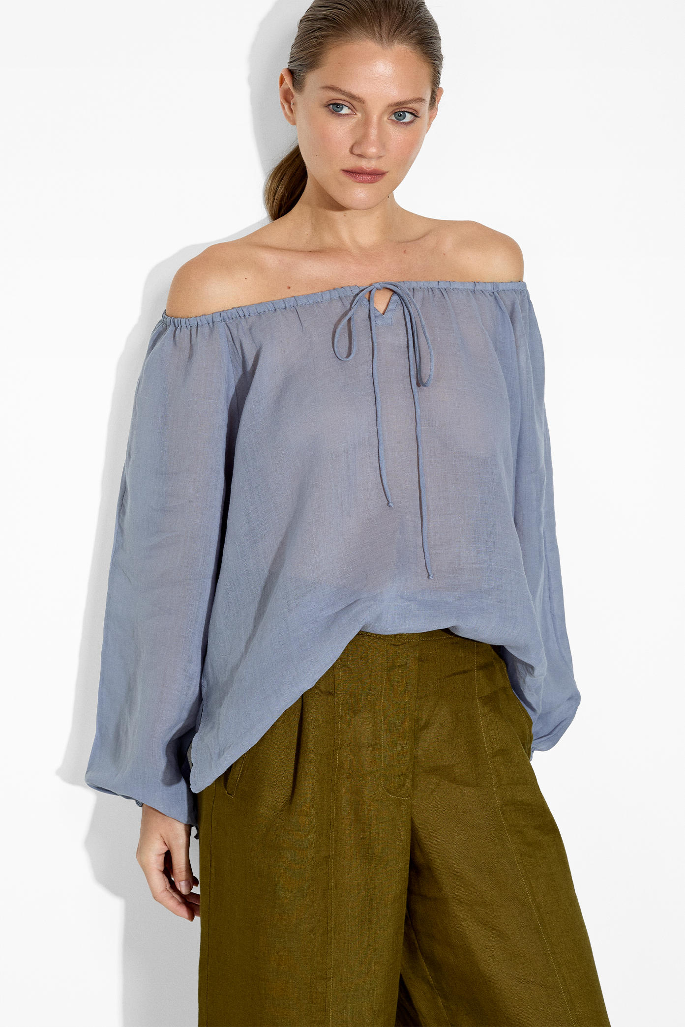 Helena Top in Denim – Cotton Tops | uma and leopold