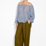 Helena Top in Denim – Cotton Tops | uma and leopold