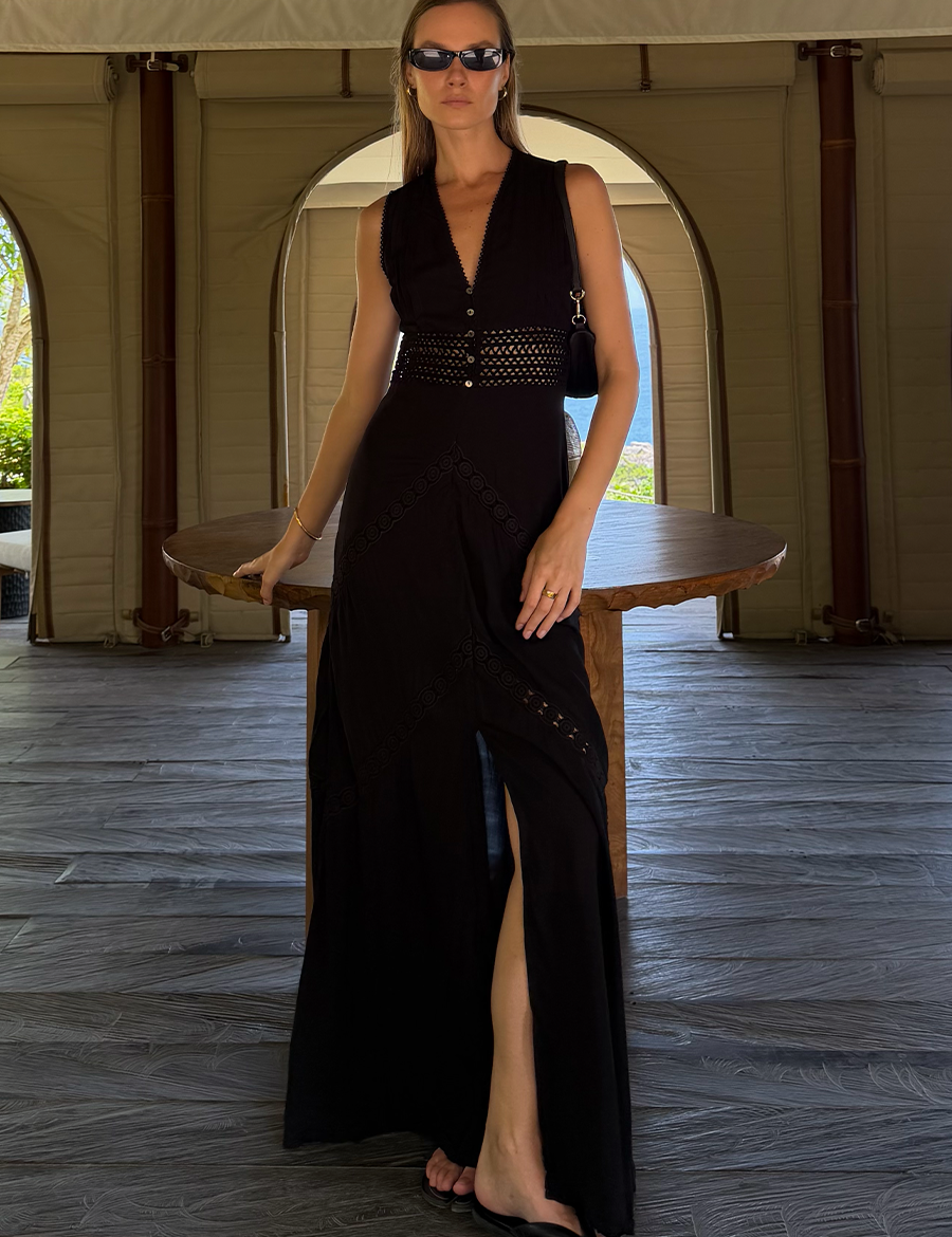 Rafaella Maxi Dress in Black – Bali Maxi Dress | uma and leopold