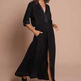 uma maxi kaftan in black uma and leopold