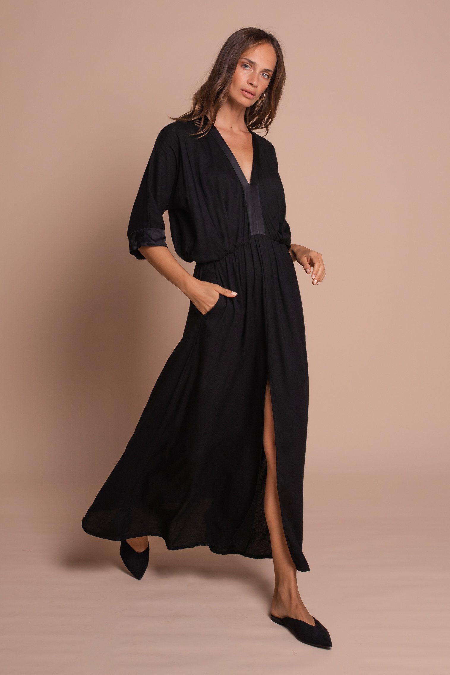 uma maxi kaftan in black uma and leopold